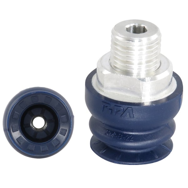 Fipa Bellows vacuum cup diam. 22 mm, NBR blue, fitting G1/4-male 22.022.222.1 - main